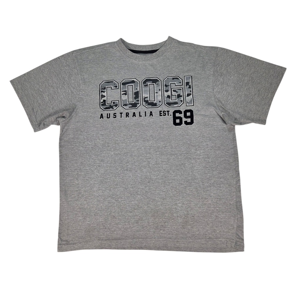 Coogi‎ T Shirt Mens XL Gray Camo Logo Graphic Est 69 Short Sleeve Cotton Blend